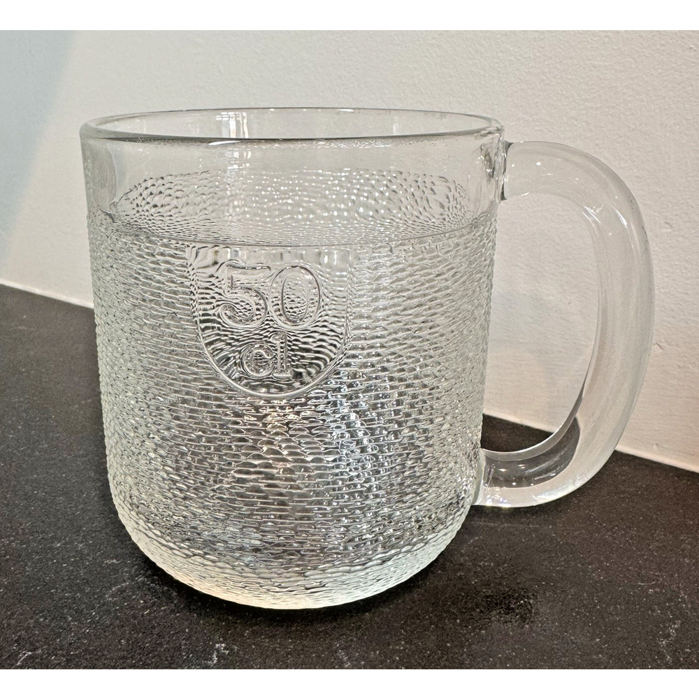 Iittala Krouvi 50 cl Glass Beer Mug Textured Clear Finland Vintage Glass Pint